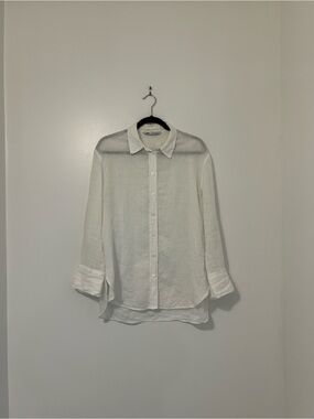 Zara White Linen Button-Down Shirt
